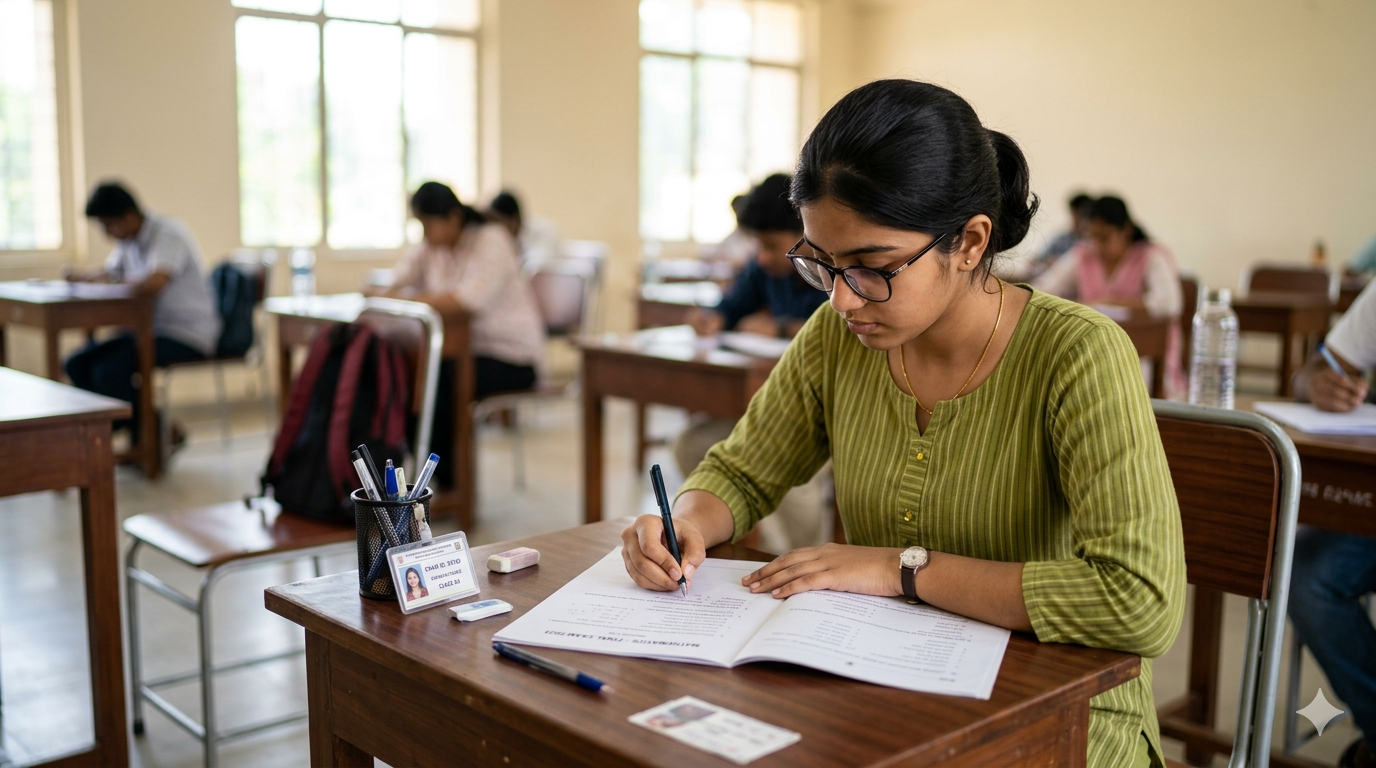Student preparing for exam